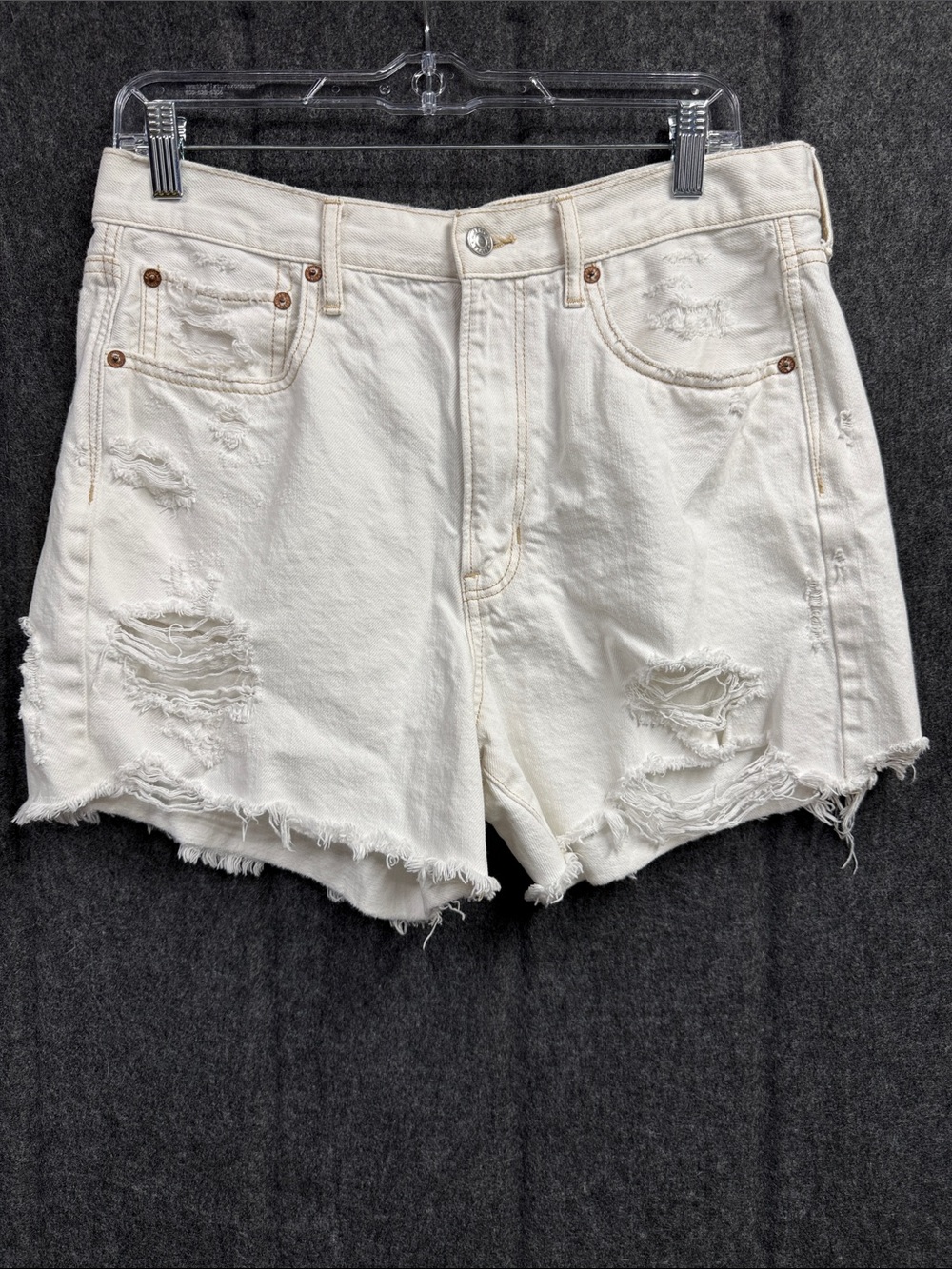 American Eagle Outfitters White Distressed Denim Shorts - Picture 1 of 6